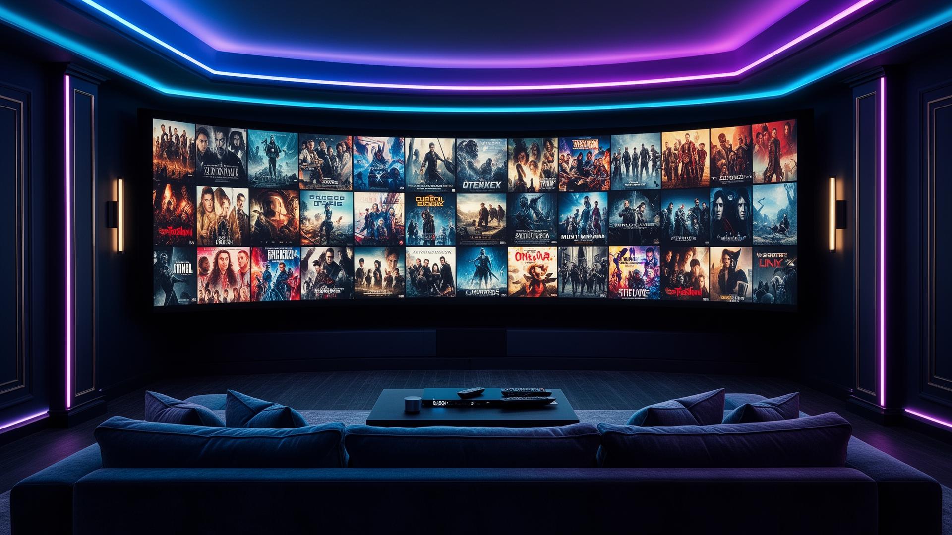 Home cinéma 4K avec immense bibliothèque de films et séries en streaming FluxTV