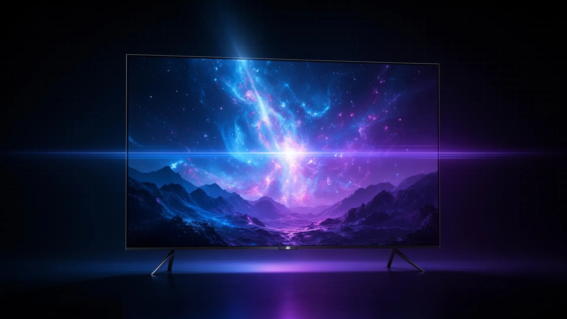 Cinematic 4K UHD TV with HDR10 nebula scene — FluxTV IPTV 4K